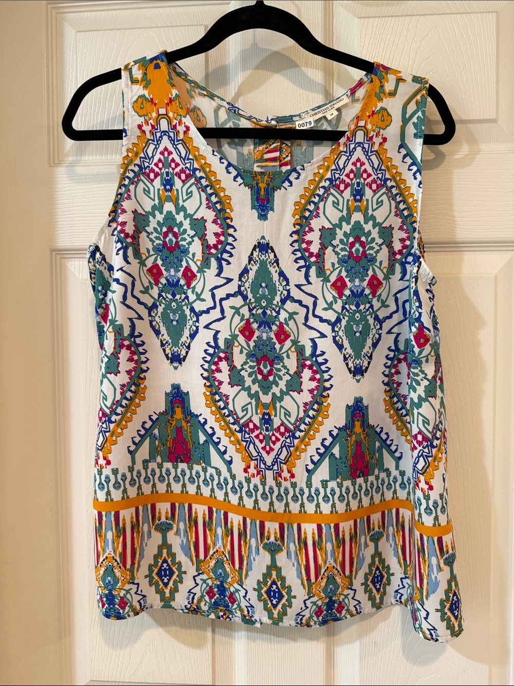 Christian Siriano Multicolor Mosaic Print Sleeveless Top sz Medium